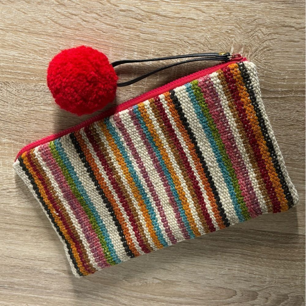 Be Alpaca Made in Peru Multicolor Woven Wool Wristlet Cosmetic Bag Clutch - Picture 7 of 7